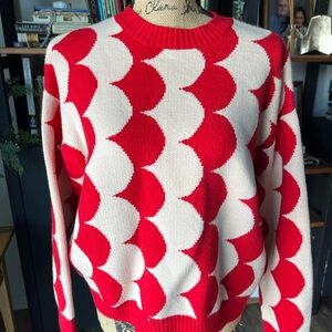 Pinch Red and White Women's Crew Neck Sweater